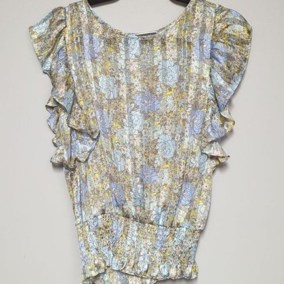 Brand New Pleione Floral Flutter Short Sleeve Top - Picture 1 of 7